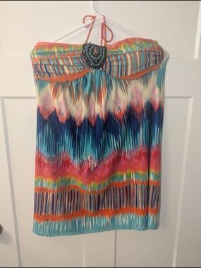 HeartSoul Multicolor Strapless Mini Dress — Teal, Navy, Coral, Pink